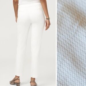 ANNE KLEIN Textured Flat Front White Cropped Pants w Stretch